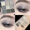 Erinde Black Smokey Gray Silver Eyeshadow Palette, 9 Colors Matte