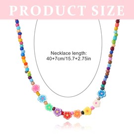 SULIUDAJI Colourful Necklace, Colourful Pearl Chains, Boho Beach Beads Necklaces, Bracelets, Colourful Pearl Plum Blossom Necklace for Women Girls Jewellery