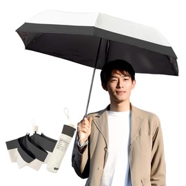 (Ultra Lightweight Approx. 5.3 - 5.3 oz (150 g) - 5.3 oz (160 g), Broadcasting on TV CM: Men's Parasol, Small Folding Umbrella, 6 Ribs, Storage Pouch Included, Fully Blackout, Foldable, Bi-Color