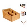 WOONEKY Bamboo Wood Sundries Storage Box Multi-Compartment Organizer for Home