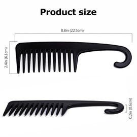 3PCS Large Wide-Tooth Shower Comb Set with Hook, Ideal for Wet Curly Hair, Premium Big Hair Brush Combs for Detangling Curls, Kootinn Women's Detangler Comb for Wigs & Dry, Thick, Long Cabello.