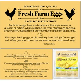 Havongki 100 Pack Premium Fresh Farm Eggs Handling Instructions Care Accessories Cards Labels | Egg Blank Cartons 4 6 12 15 18 30 48 50 Count Basket Box Container Storing Extra Organizer -M10CH100