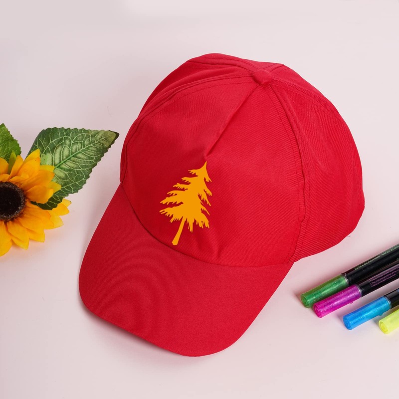 Yookat 10 Pieces Kids Baseball Caps Kids DIY Hats Red