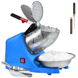 Electric Shaved Ice Machine,with Ice Pick and Scoop,3 Blades of Electric Snow Cone Machine(300W 2200r/min),Splash Proof Ice Shaver Machine,Ice Crusher Machine for Home Commercial Use (Silver)