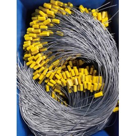 Leadseals 24" Steel Wire Cable Seals Tamper Resistant Security Tags Numbered Garden Marking Label Lock Strip Self-Locking Padlock Length 60 cm (Pack of 100pcs) (Yellow)