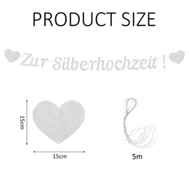 Silver Wedding Decoration Garland, 25 Years Silver Wedding Anniversary Banner, Glitter Paper Hanging Wedding Anniversary Garland, 25th Wedding Anniversary Decoration Banner, for 25th Anniversary