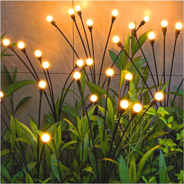 TONULAX Garden Lights - New Upgraded Solar Swaying Light, Sway by Wind, Outdoor, Yard Patio Pathway Decoration, High Flexibility Iron Wire & Heavy Bulb Base, Warm White(6 Pack)