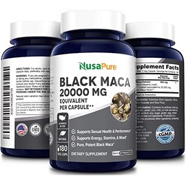 Best Black Maca Root 1600mg 200 Capsules (Non-GMO & Gluten Free) Max Strength - Maca Root Extract Supplement from Peru - Support Reproductive Health -