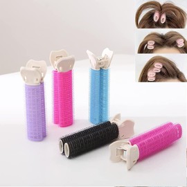4 Pcs Pink Hair Rollers with Clip,Portable Hair Volume Clip,Volumizing Hair Root Clips,Bangs Curler DIY Hair,Self Grip Volume Hair Root,Hair Rollers,Styling Tools Accessories