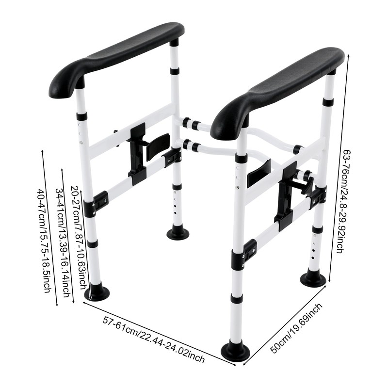 FiueStur Adjustable Toilet Safety Rails for Elderly Sturdy Support Frame