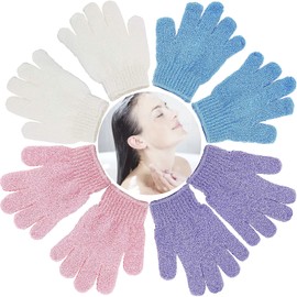 4 Pairs Exfoliating Gloves, Body Scrub Wash Mitts for Bath Shower, Luxury Spa Exfoliation Accessories for Men Women