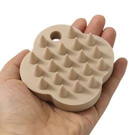 1個スカルプブラシケンザン、シリコンスカルプブラシ、シャンプー、ヘアトリートメント、サロントリートメント、スカルプマッサージトリートメント(頭皮用ブラシ) (ブラウン)