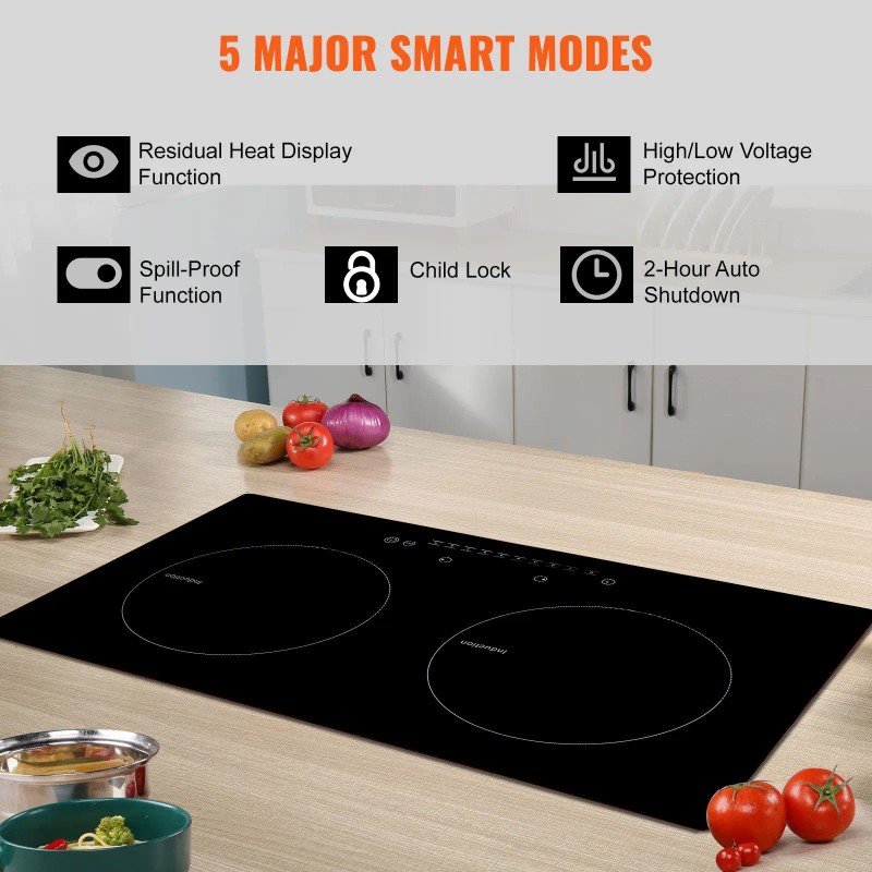 24'' Induction Cooktop 4 Burners 1800W Touch Screen Built-In Ceramic