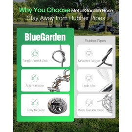 Short Metal Garden Hose 3 ft Connector, Stainless Steel Small Hose Extension Adapter for Hose Reel, Long, Flexible, Lightweight & Heavy Duty Water Pipe, No Kinking Outdoor Water Hose for Yard, 3 Feet