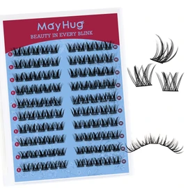 Mayhug MirageShine Eyelash Extensions, 120 Pieces, D Curl Individual Eyelashes, DIY Eyelash Extension Cluster Eyelashes, Cat Eye Eyelashes, Natural Look Artificial Eyelashes