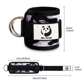 Slim Panda Ankle Strap for Cable Machine Attachments, Resistance Bands for Kickbacks, Glute Workouts, Leg Extensions, Curls, and Hip Abductors for Men and Women (Grey Camo-1pcs)