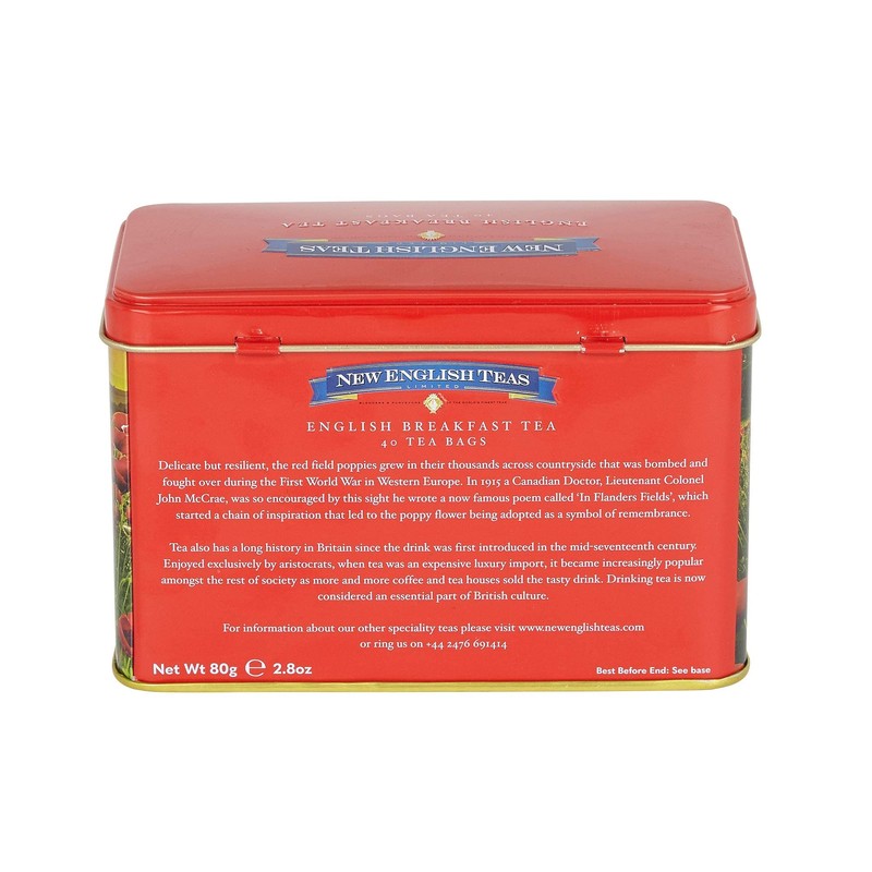 New English Teas Poppy Fields Tea Tin for Remembrance Day