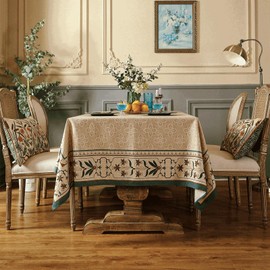 patdrea French Linen Tablecloth Soft Durable Floral Table Cloth Designer Kitchen Dining Tablecloth for Rectangular Tables for Parties Christmas 55"x 87"