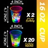 mishunyus 24 Pack Glow Birthday Squad Cups 16oz - Reusable