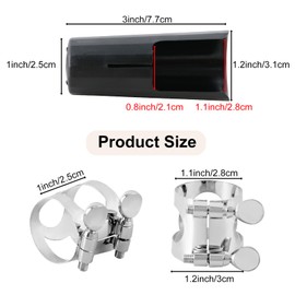 EASTROCK 4 Pcs Silver Clarinet Ligature and Plastic Cap SET Instrument Accessories