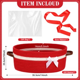 Colingmill Gift Basket with Cellophane Wrap Set with Handles Ribbons Gift Baskets Empty Large Storage 14"x 10"x 5.5" Empty Decorative Chest Box for Presents Wedding Baby Shower(Red)