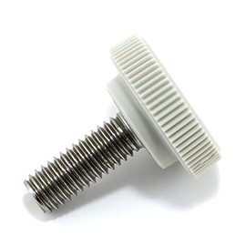 #10-32 x 1/2" Thumb Screw Stainless Steel - Gray Knurled Round Plastic Knob - Fine Thread Thumbscrew - Length: 0.500" - Proudly Built in USA - Package of (10)