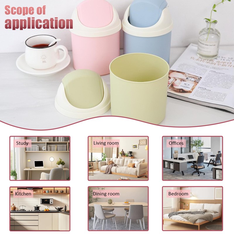 ZGWANSUI 2Pcs Desktop Trash Can with Swing Lid & 120