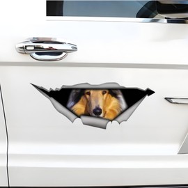 Collie Wilden Tier Aufkleber, Scottish Shepherd 3D Zerrissener Effekt, Wasserfest, lustiger Aufkleber Dekorativ für Laptop, Kühlschrank, Auto, Stoßstange, Fenster (18cm/7.1 Inch)