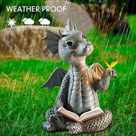 YWHWXB Garden Dragon Resin Sculpture,Lovely Courtyard Dragon Sculpture,Outdoor Dragon Ornaments,Outdoor Garden Dragon Decor Statue for Garden Courtyard Lawn Decoration (Read a Book)