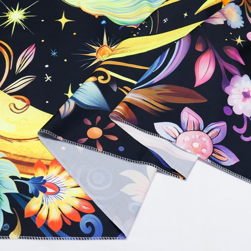 Serborlur Blacklight Sun and Moon Tapestry UV Reactive Psychedelic Floral