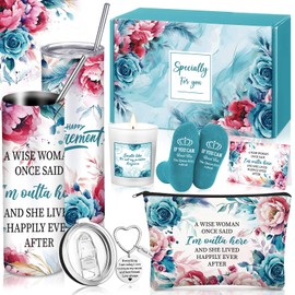Bokon 9 Pcs Teal Retirement Gifts for Women End of School Year Retired Gifts Set for Teachers Mother Grandma Coworker Employee Friend with 20oz Tumbler Candle Socks & Keychain Relaxation Gift Box