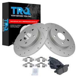 TRQ Rear Brake Pad & Rotor Kit Semi-Metallic Premium G-Coated Compatible with 2009-2010 Pontiac Vibe 2016 Scion iM 2008-2015 xB 2017-2018 Toyota Corolla iM 2009-2013 Matrix