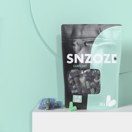 SNZOZE 30 Pairs Ultra Soft Foam Ear Plugs, Perfect for Sleeping, 38dB SNR, Individually Wrapped, One Size (Mint Green)
