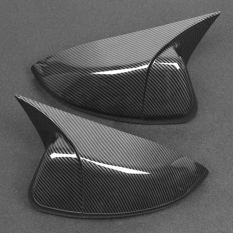 Pair Carbon Fiber Style Mirror Cover Caps Add On Fit