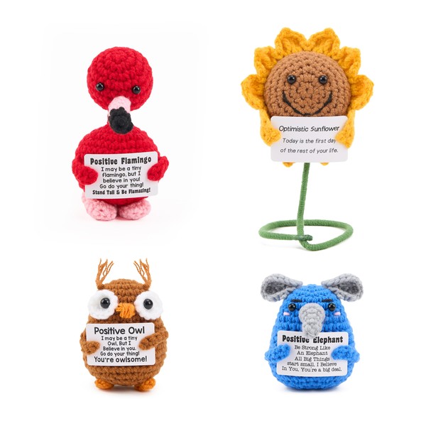 Positive Crochet Animals Emotional Support Plush, 4-in-1 Adorable Desk Crochet