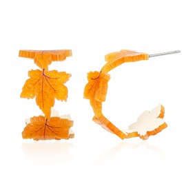 Shiny Hoop Fall Earrings Thanksgiving Acrylic Maple Leaf Autumn Dangle Earrings for Women Twinkling Jewelry Holiday Festival Gift -Maple Leaf Earrings