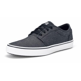 Shoes for Crews Merlin, Men's, Women's, Unisex Slip Resistant Canvas Work Shoes, Water Resistant, Grey, Men's 8.5 / Women's 10