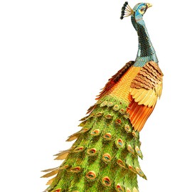 Piececool 3D Puzzle Metal Model Making Green Peacock Animal Model 3D Metal Puzzle for 340 Stainless Steel Full Metal 1:1 Restore Collection, Birthday Gift, Model Kit Adults, 100 Pieces