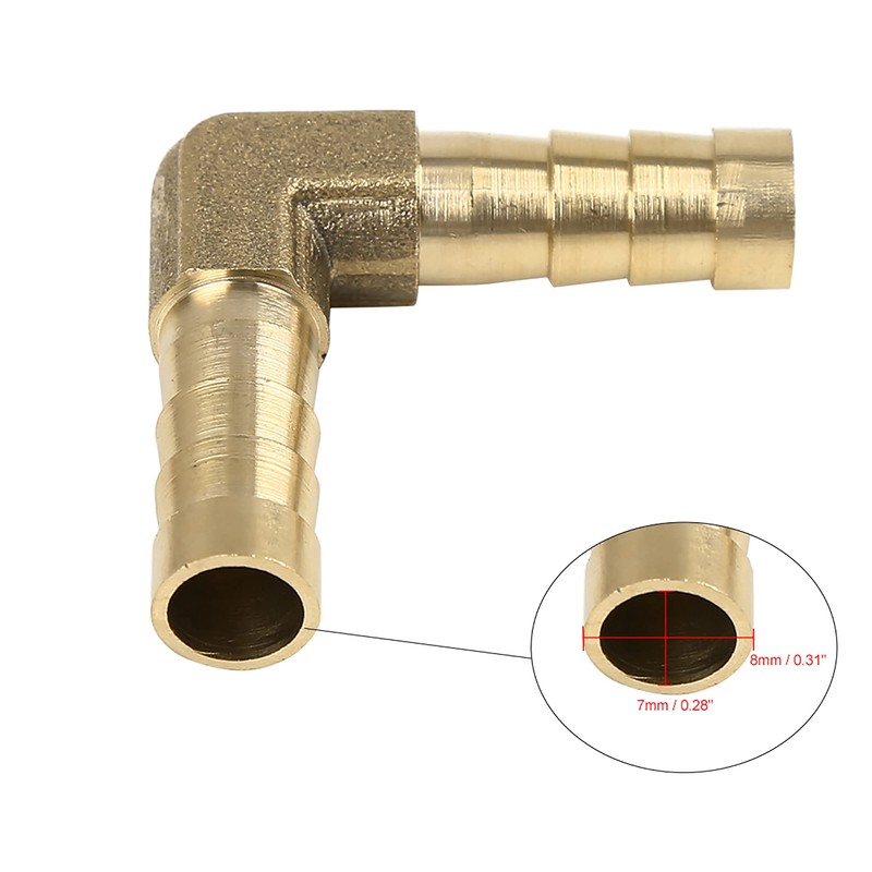 X AUTOHAUX 8mm Brass Barb Elbow 90 Degree Male Thread