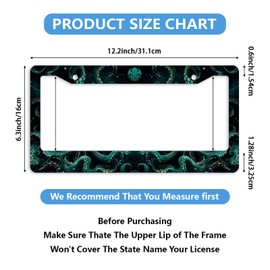 Octopus License Plate Frame Tentacles Teal Line Art Cthulhu License Plate Personalise License Plate Frames Stainless Steel Metal Car Plates Tag Funny Decor Men Women 12.2"x6.2" 2PC