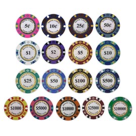 Monte Carlo Poker Chips - SAMPLE PACK Set - 17 Denominations - 14 Gram NEW