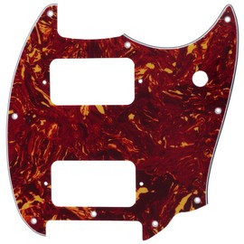 Musiclily Pro 9 Holes Round Corner HH Mustang Style Pickguard for 2 Humbucker Squier Bullet Mustang Electric Guitar, Brown Tortoise Shell 4P