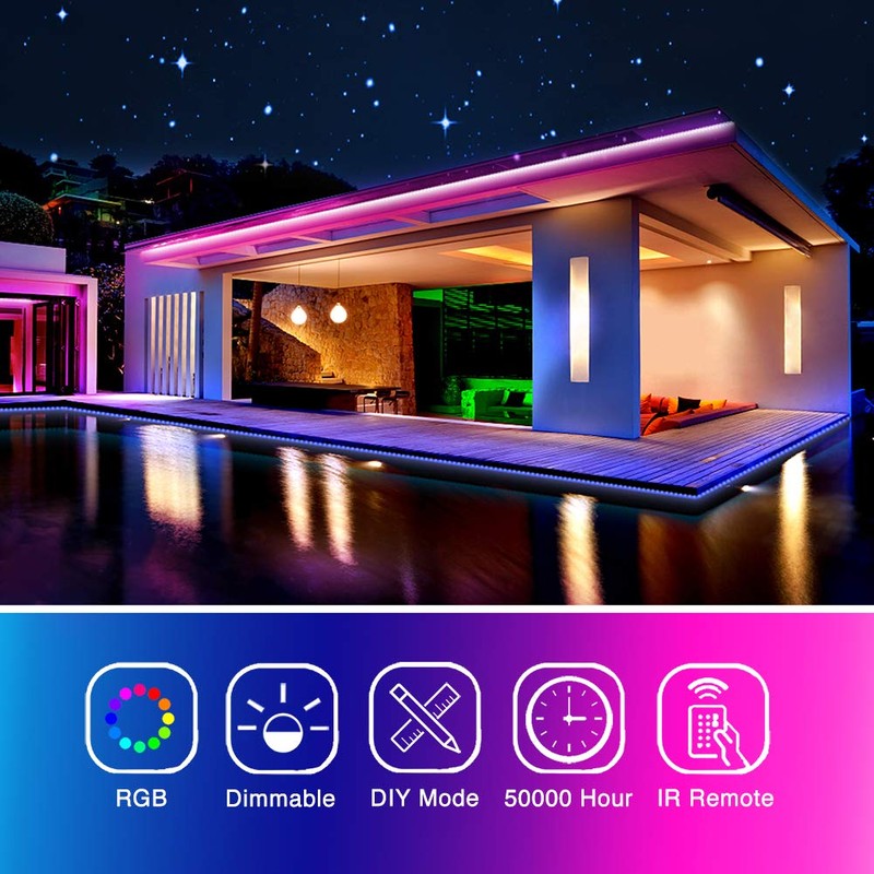 phopollo Led Strip Lights Color Changing 32.8ft Flexible 5050 RGB