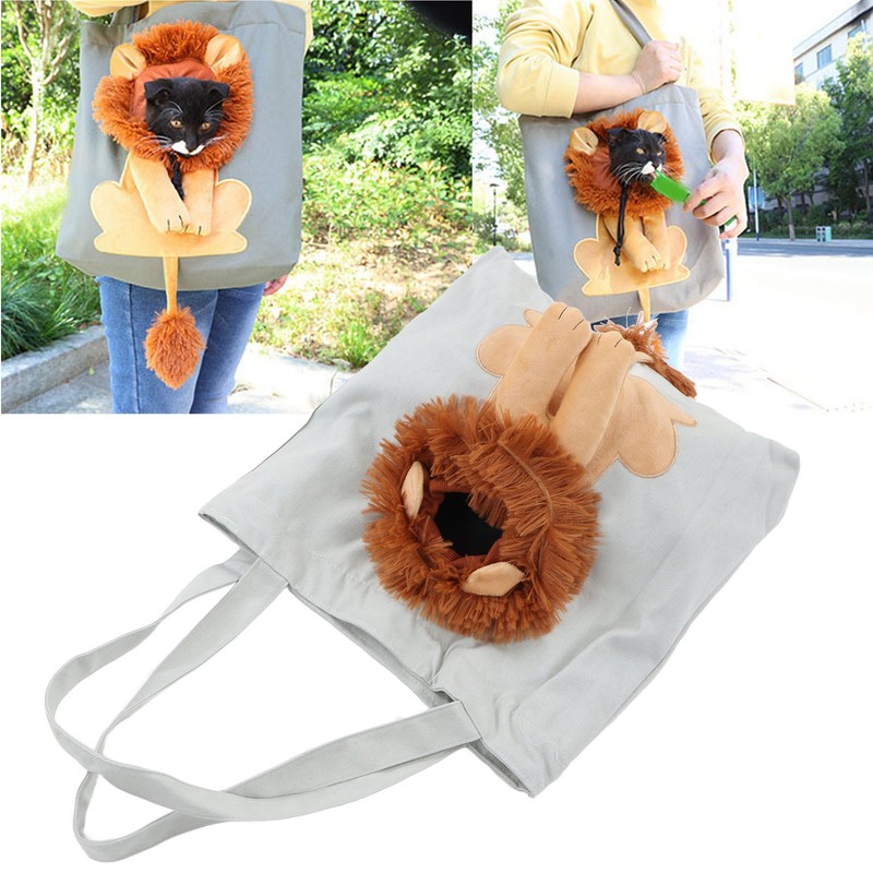 Pet Canvas Bag Cute Lion Shaped Multi Purpose Portable Pet