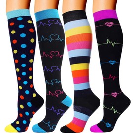 Double Couple 4 Pairs Compression Socks for Men and Women Compression Stockings