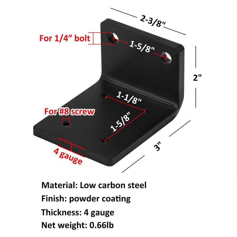 heneng 4 Pcs L Shaped Angle Bracket, 3" x 2-3/8"