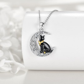 VENACOLY Bastet Cat Necklace 925 Sterling Silver Bastet Cat Egyptian Pendant Necklace Jewellery for Women