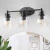 Modern 3-Light Bathroom Vanity Light in Black Finish with Seeded