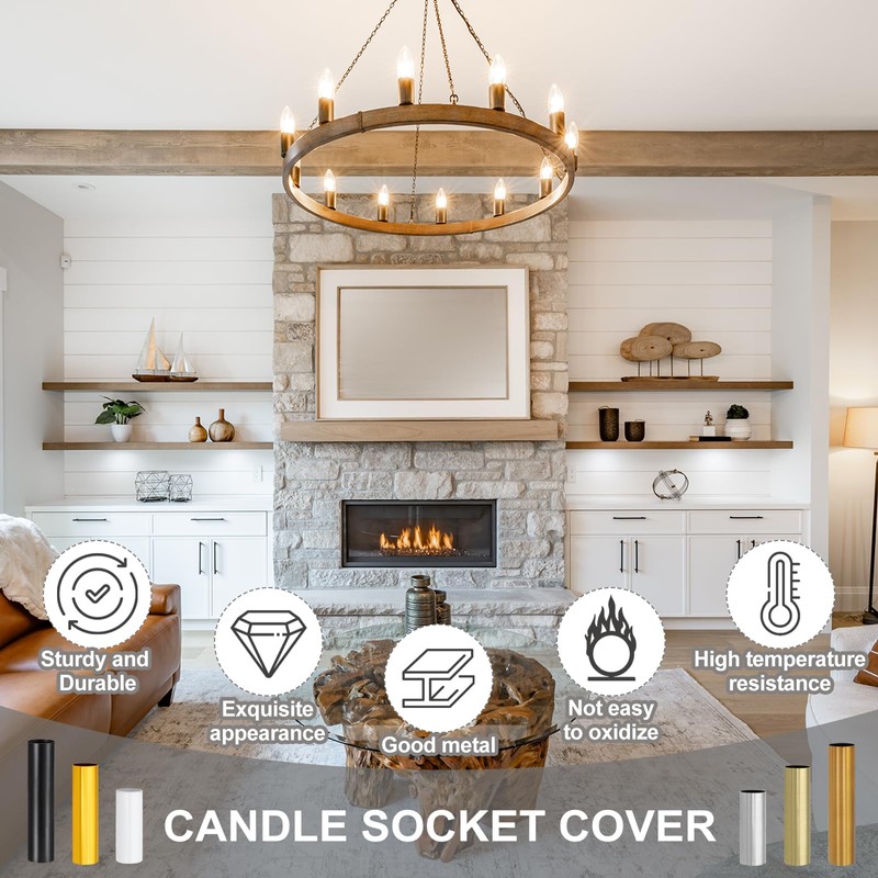 PATIKIL 5" Tall Candle Covers Sleeves, 10Pcs Metal E12 Chandelier