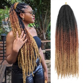 Marley Twist Braiding Hair 24 Inch Marley Twist Hair Ombre Cuban Twist Hair 8 Packs Afro Kinky Curly Twist Crochet Hair Long Marley Hair Extension (24 Inch, 1B/30/27)